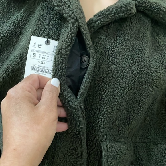 Zara green Teddy fleece oversized jacket - Picture 9 of 13